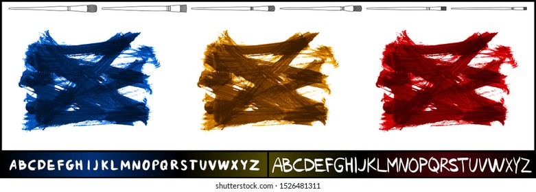 Set of brush stroke and texture. Grunge vector abstract hand - painted element. Underline and border design.