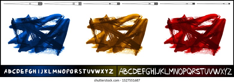 Set of brush stroke and texture. Grunge vector abstract hand - painted element. Underline and border design.
