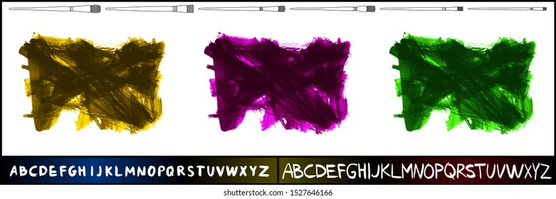 Set of brush stroke and texture. Grunge vector abstract hand - painted element. Underline and border design.