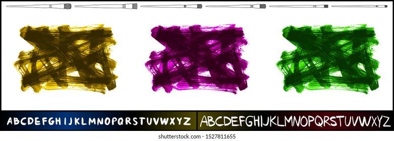Set of brush stroke and texture. Grunge vector abstract hand - painted element. Underline and border design.