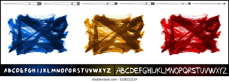 Set of brush stroke and texture. Grunge vector abstract hand - painted element. Underline and border design.