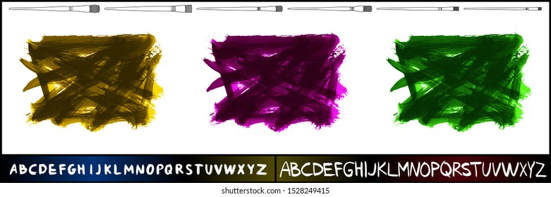 Set of brush stroke and texture. Grunge vector abstract hand - painted element. Underline and border design.