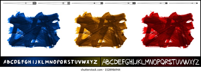 Set of brush stroke and texture. Grunge vector abstract hand - painted element. Underline and border design.