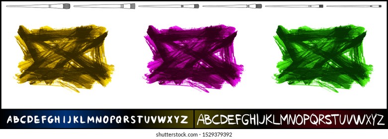Set of brush stroke and texture. Grunge vector abstract hand - painted element. Underline and border design.