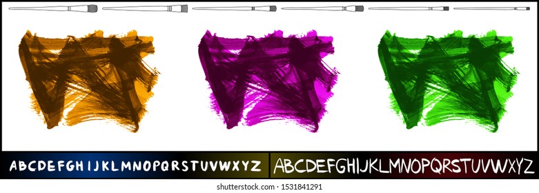 Set of brush stroke and texture. Grunge vector abstract hand - painted element. Underline and border design.