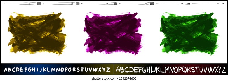 Set of brush stroke and texture. Grunge vector abstract hand - painted element. Underline and border design.