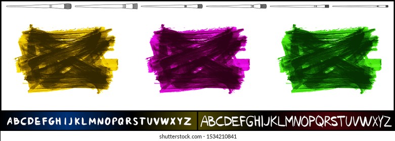 Set of brush stroke and texture. Grunge vector abstract hand - painted element. Underline and border design.
