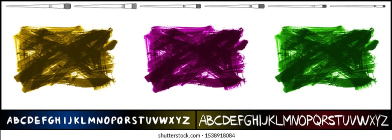 Set of brush stroke and texture. Grunge vector abstract hand - painted element. Underline and border design.