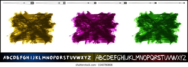 Set of brush stroke and texture. Grunge vector abstract hand - painted element. Underline and border design.