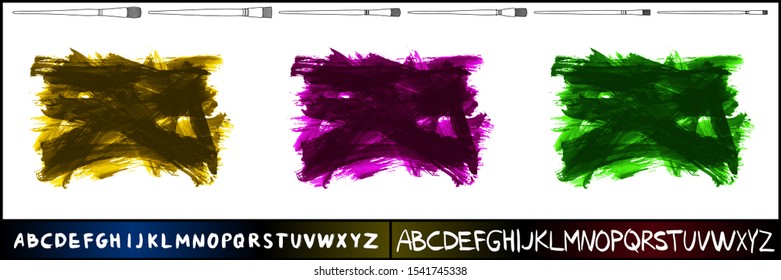 Set of brush stroke and texture. Grunge vector abstract hand - painted element. Underline and border design.
