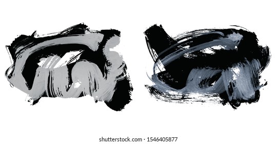 Set of brush stroke and texture. Grunge vector abstract hand - painted element. Underline and border design.