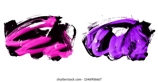 Set of brush stroke and texture. Grunge vector abstract hand - painted element. Underline and border design.