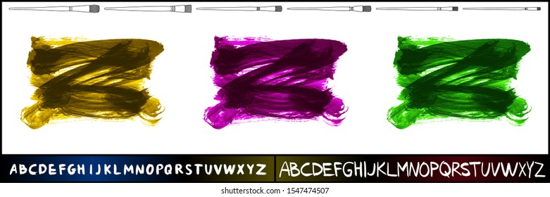 Set of brush stroke and texture. Grunge vector abstract hand - painted element. Underline and border design.