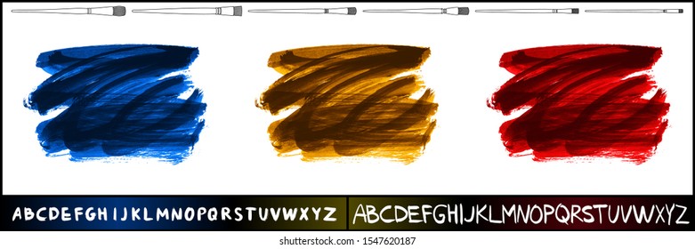 Set of brush stroke and texture. Grunge vector abstract hand - painted element. Underline and border design.