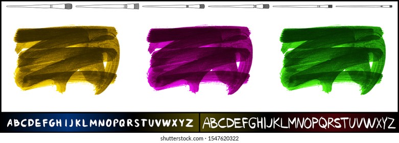 Set of brush stroke and texture. Grunge vector abstract hand - painted element. Underline and border design.