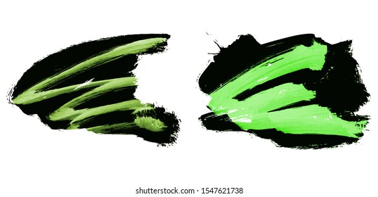 Set of brush stroke and texture. Grunge vector abstract hand - painted element. Underline and border design.