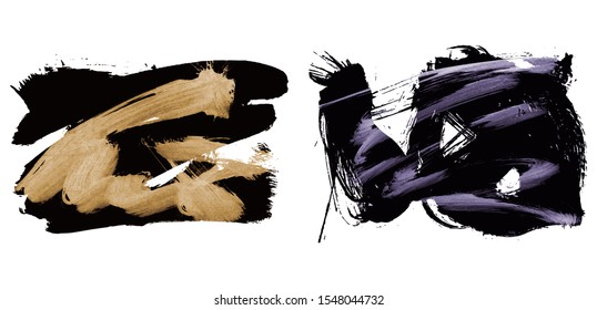Set of brush stroke and texture. Grunge vector abstract hand - painted element. Underline and border design.