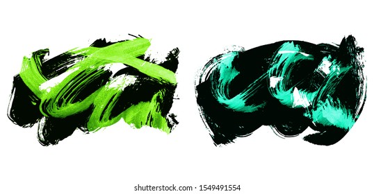 Set of brush stroke and texture. Grunge vector abstract hand - painted element. Underline and border design.
