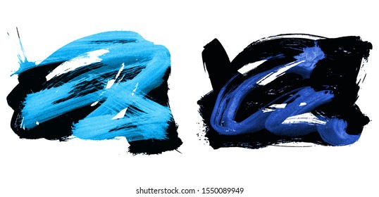 Set of brush stroke and texture. Grunge vector abstract hand - painted element. Underline and border design.