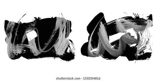 Set of brush stroke and texture. Grunge vector abstract hand - painted element. Underline and border design.