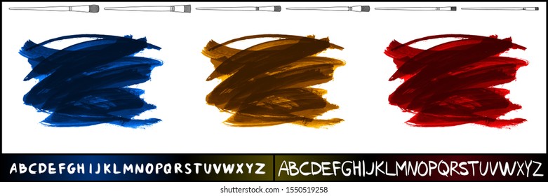 Set of brush stroke and texture. Grunge vector abstract hand - painted element. Underline and border design.