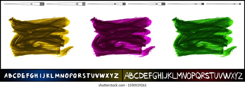 Set of brush stroke and texture. Grunge vector abstract hand - painted element. Underline and border design.
