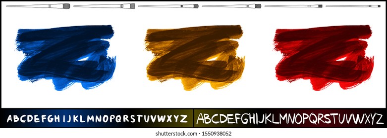 Set of brush stroke and texture. Grunge vector abstract hand - painted element. Underline and border design.