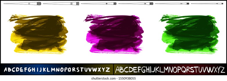 Set of brush stroke and texture. Grunge vector abstract hand - painted element. Underline and border design.