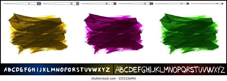 Set of brush stroke and texture. Grunge vector abstract hand - painted element. Underline and border design.