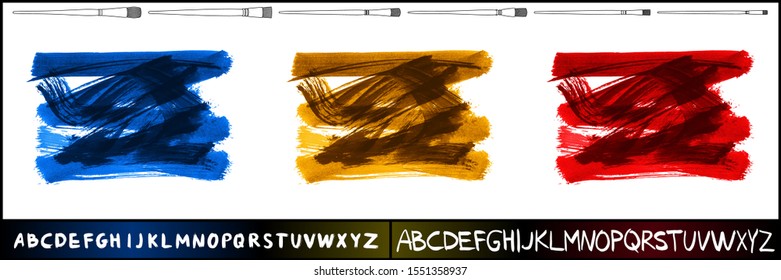 Set of brush stroke and texture. Grunge vector abstract hand - painted element. Underline and border design.