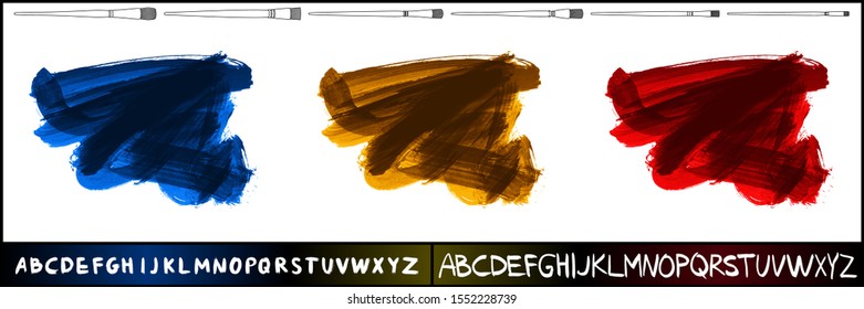 Set of brush stroke and texture. Grunge vector abstract hand - painted element. Underline and border design.