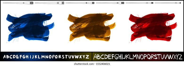 Set of brush stroke and texture. Grunge vector abstract hand - painted element. Underline and border design.