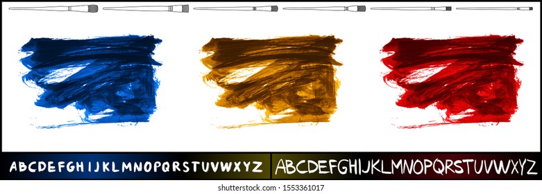 Set of brush stroke and texture. Grunge vector abstract hand - painted element. Underline and border design.