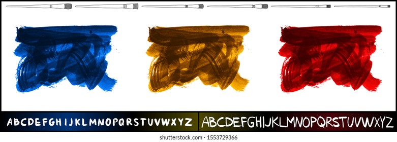 Set of brush stroke and texture. Grunge vector abstract hand - painted element. Underline and border design.