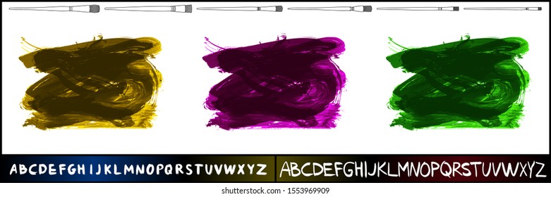 Set of brush stroke and texture. Grunge vector abstract hand - painted element. Underline and border design.