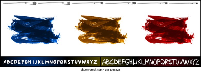 Set of brush stroke and texture. Grunge vector abstract hand - painted element. Underline and border design.