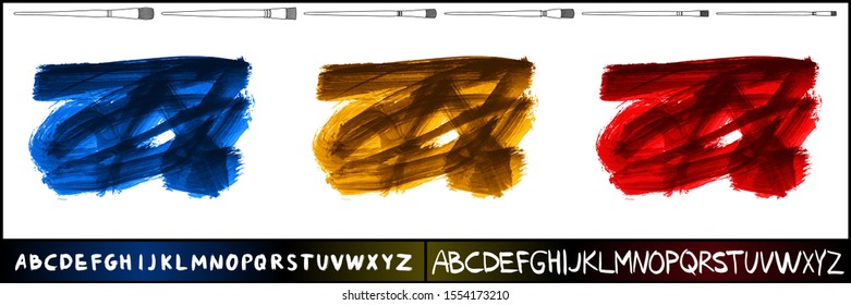 Set of brush stroke and texture. Grunge vector abstract hand - painted element. Underline and border design.