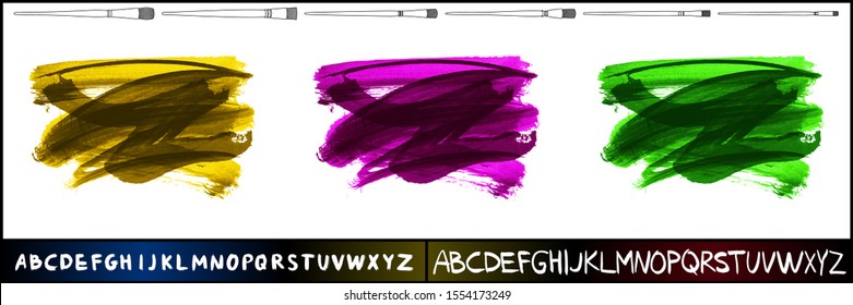 Set of brush stroke and texture. Grunge vector abstract hand - painted element. Underline and border design.