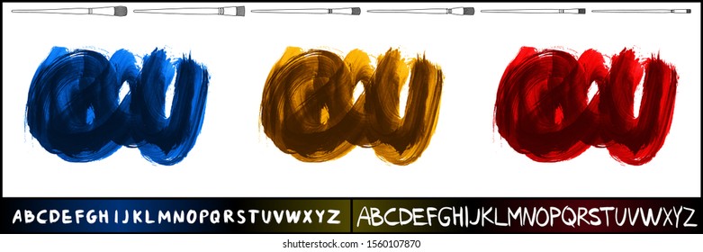 Set of brush stroke and texture. Grunge vector abstract hand - painted element. Underline and border design.