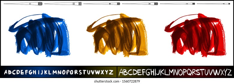 Set of brush stroke and texture. Grunge vector abstract hand - painted element. Underline and border design.
