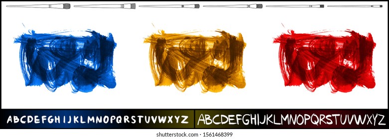 Set of brush stroke and texture. Grunge vector abstract hand - painted element. Underline and border design.