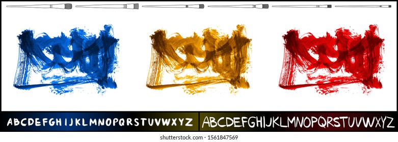 Set of brush stroke and texture. Grunge vector abstract hand - painted element. Underline and border design.