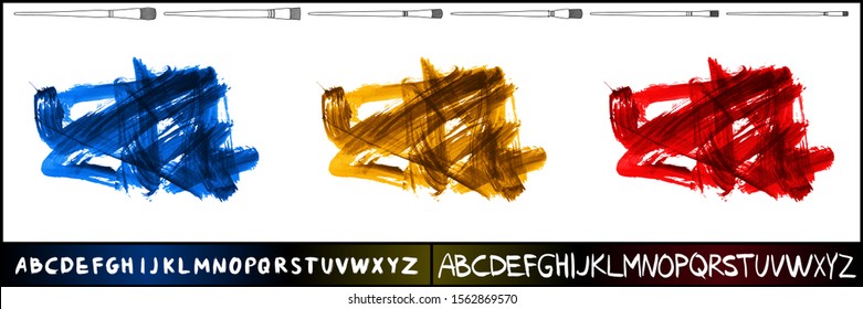 Set of brush stroke and texture. Grunge vector abstract hand - painted element. Underline and border design.