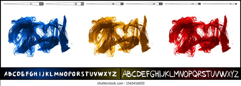 Set of brush stroke and texture. Grunge vector abstract hand - painted element. Underline and border design.