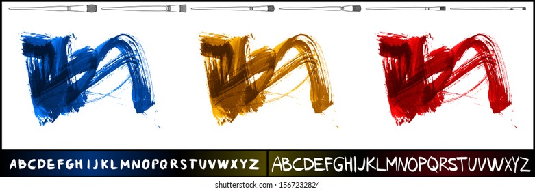 Set of brush stroke and texture. Grunge vector abstract hand - painted element. Underline and border design.