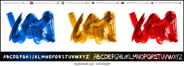 Set of brush stroke and texture. Grunge vector abstract hand - painted element. Underline and border design.