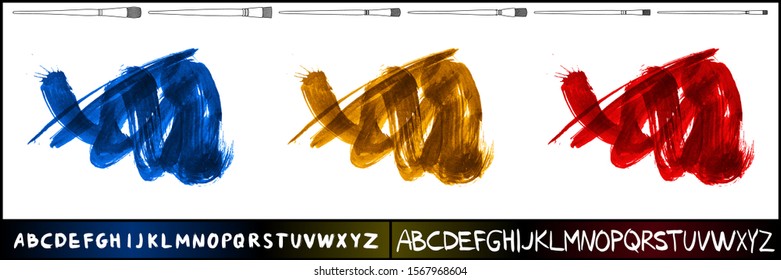 Set of brush stroke and texture. Grunge vector abstract hand - painted element. Underline and border design.