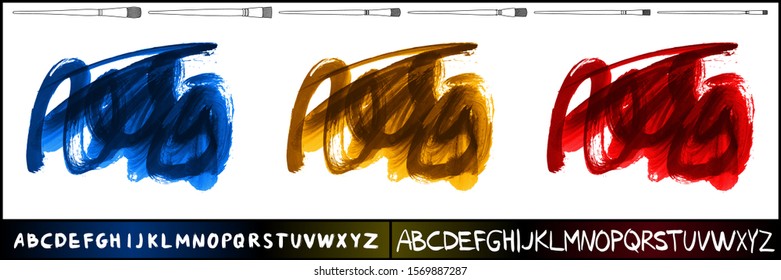 Set of brush stroke and texture. Grunge vector abstract hand - painted element. Underline and border design.