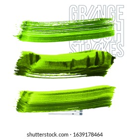 Set of brush stroke and texture. Grunge vector abstract hand - painted element. Underline and border design.