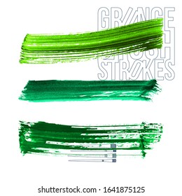 Set of brush stroke and texture. Grunge vector abstract hand - painted element. Underline and border design.